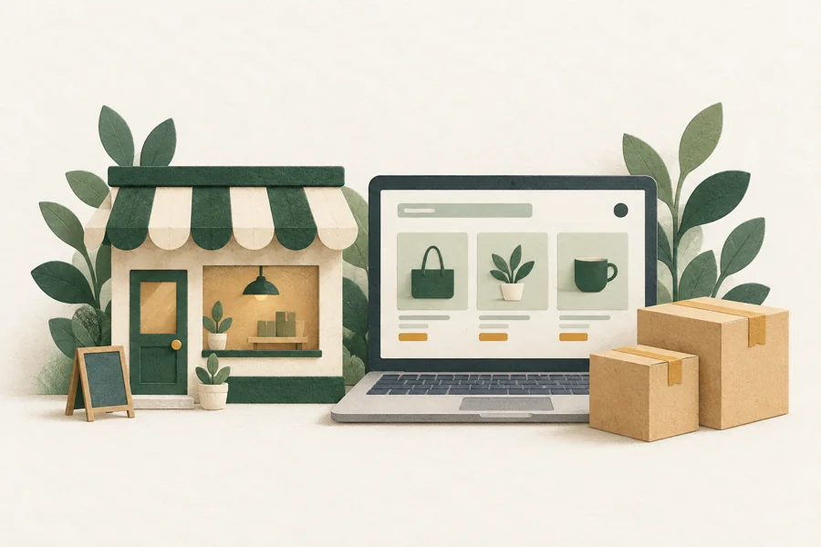 お店のホームページとネット販売のイメージ